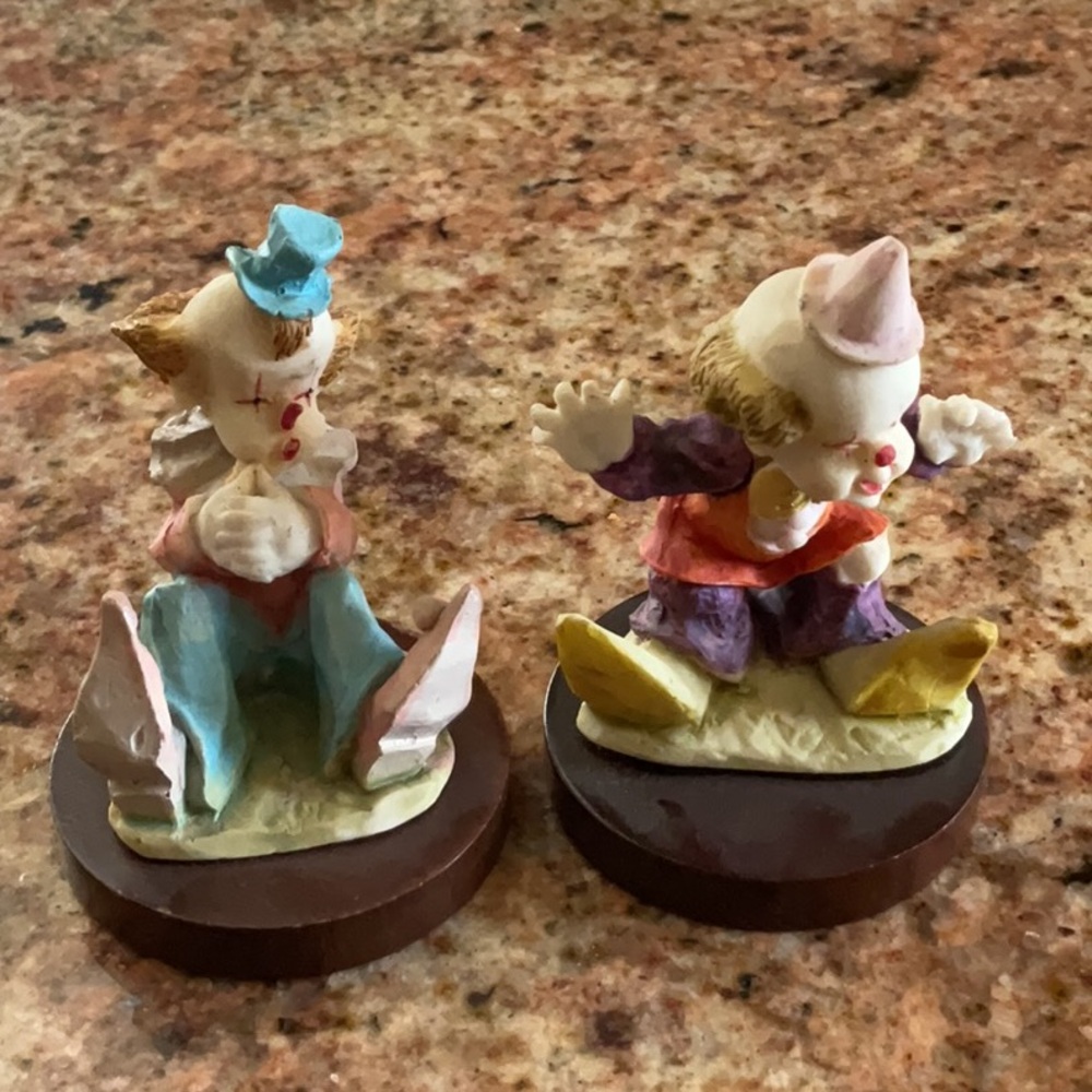 Colorful Ceramic Clown Figurines Lot Of 2